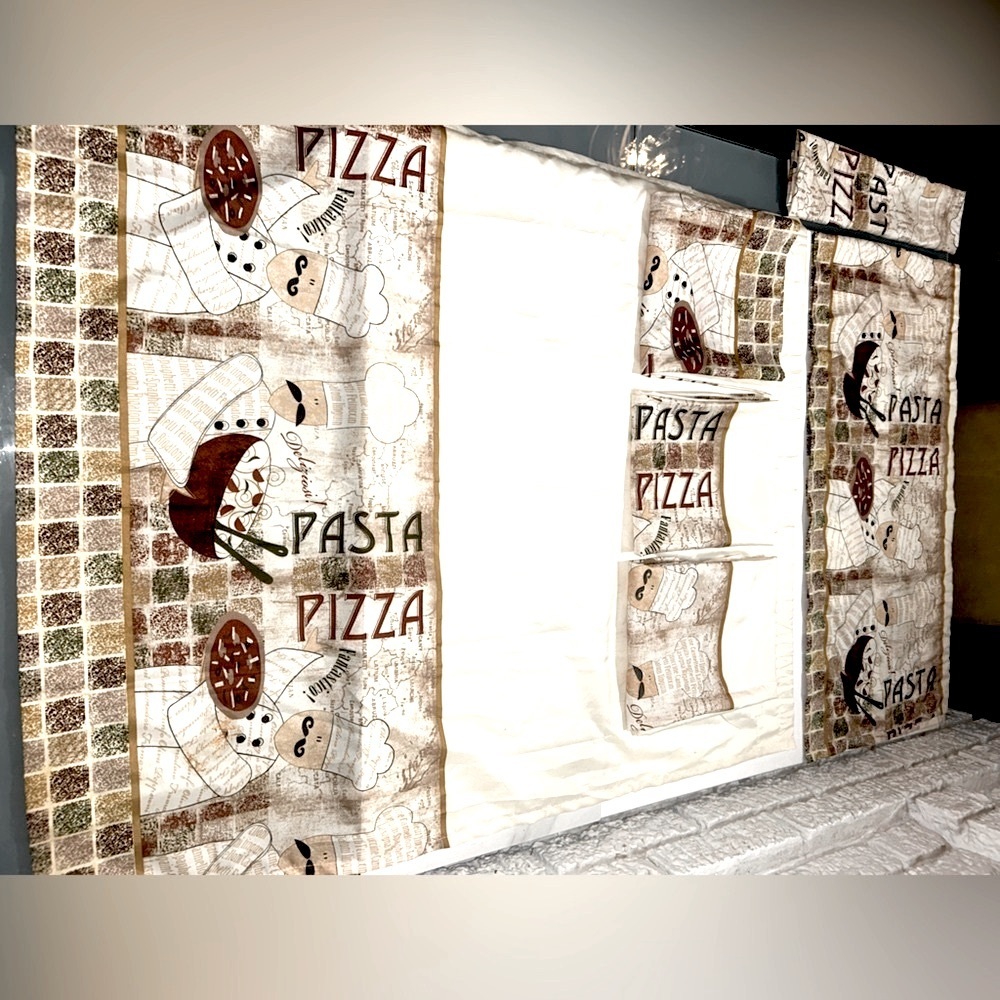 Fun Novelty Curtains Valence Sets Italian Food  
Pizza Pasta Cooking Kitchen new - Picture 4 of 15